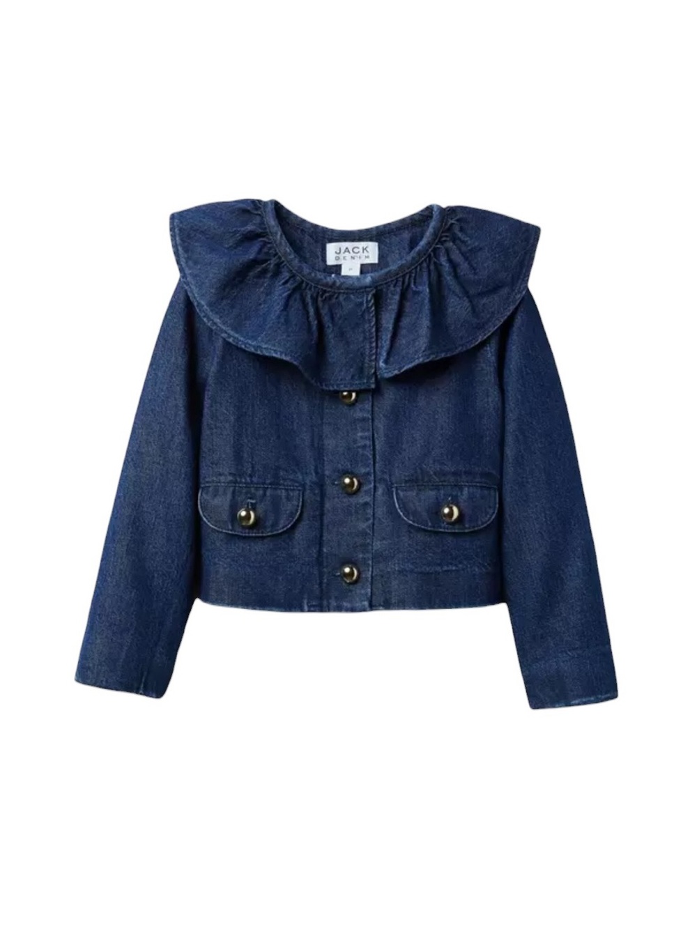 Janie and Jack Navy Denim Jacket with Ruffle Collar
